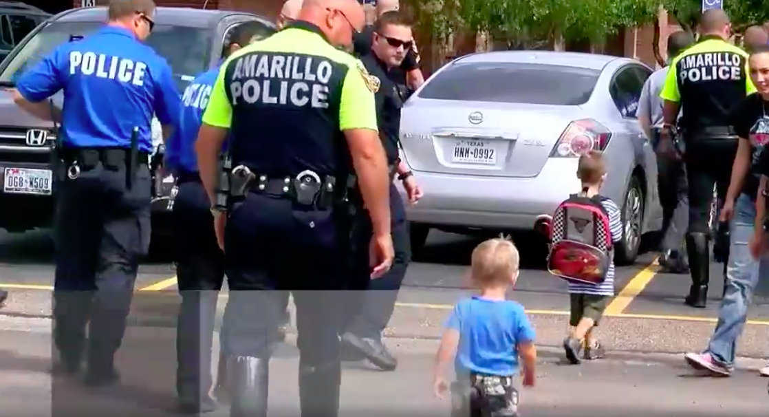 Emotional Moment Police Escort Fallen Officers Kids To 1st Day Of ...