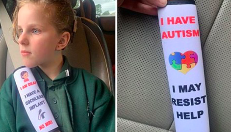 Mom creates seat belt to alert emergency services of children with disabilities Mom creates seat belt to alert emergency services of children with disabilities