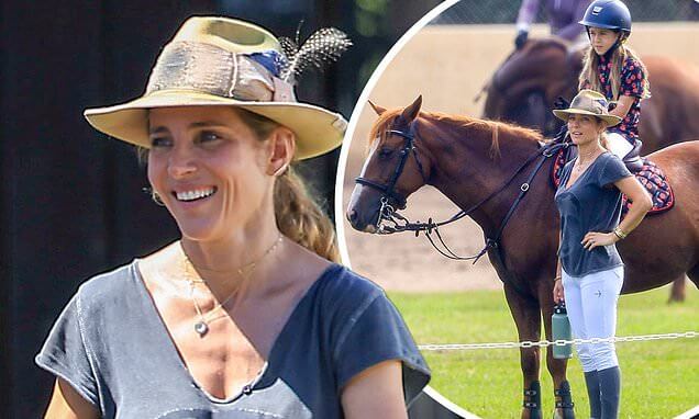Elsa Pataky wears very tight shorts to show off her toned legs while accompanying her daughter India Hemsworth to a show jumping competition, after being criticized for her prank on her son’s birthday
