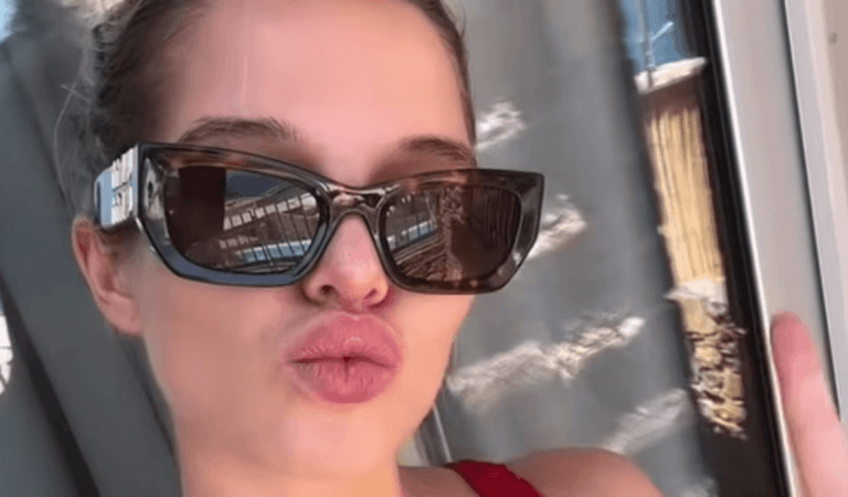 In a gold metallic bikini, Helen Flanagan poses for sizzling snaps during a family holiday