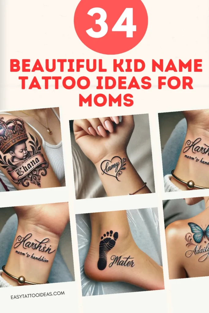 34 Beautiful Kid Name Tattoo Ideas for Moms
