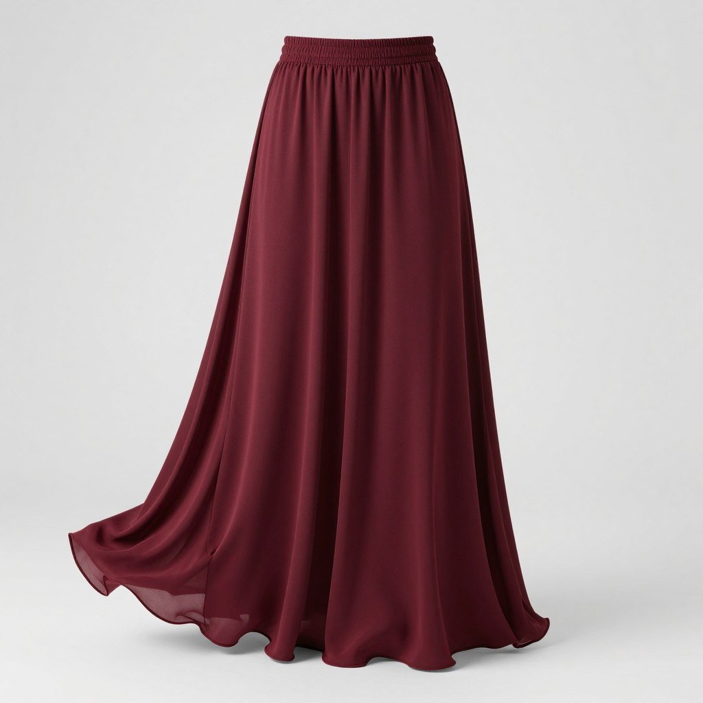 Burgundy maxi skirt for plus size evening outfits