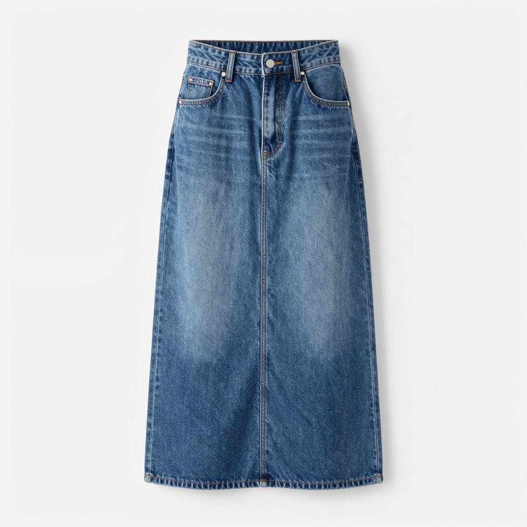 Denim midi skirt for plus size travelers