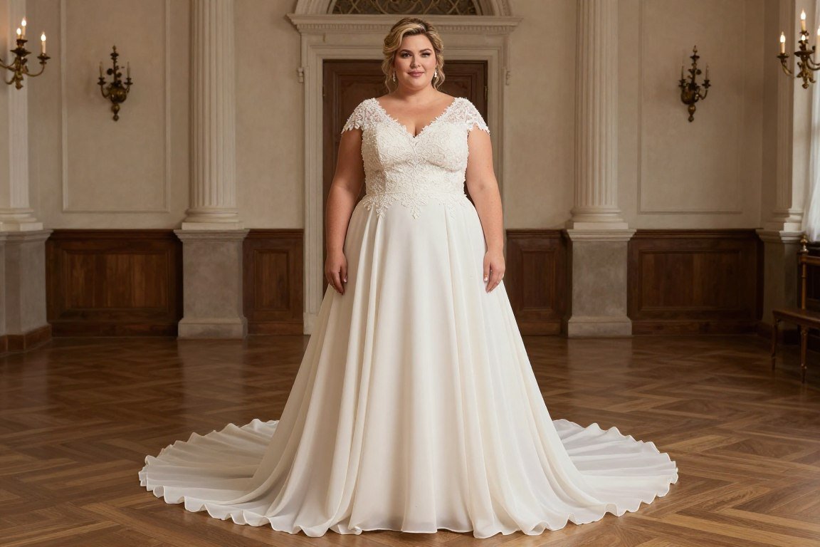 Ivory lace bodice gown with chiffon skirt for formal mother bride