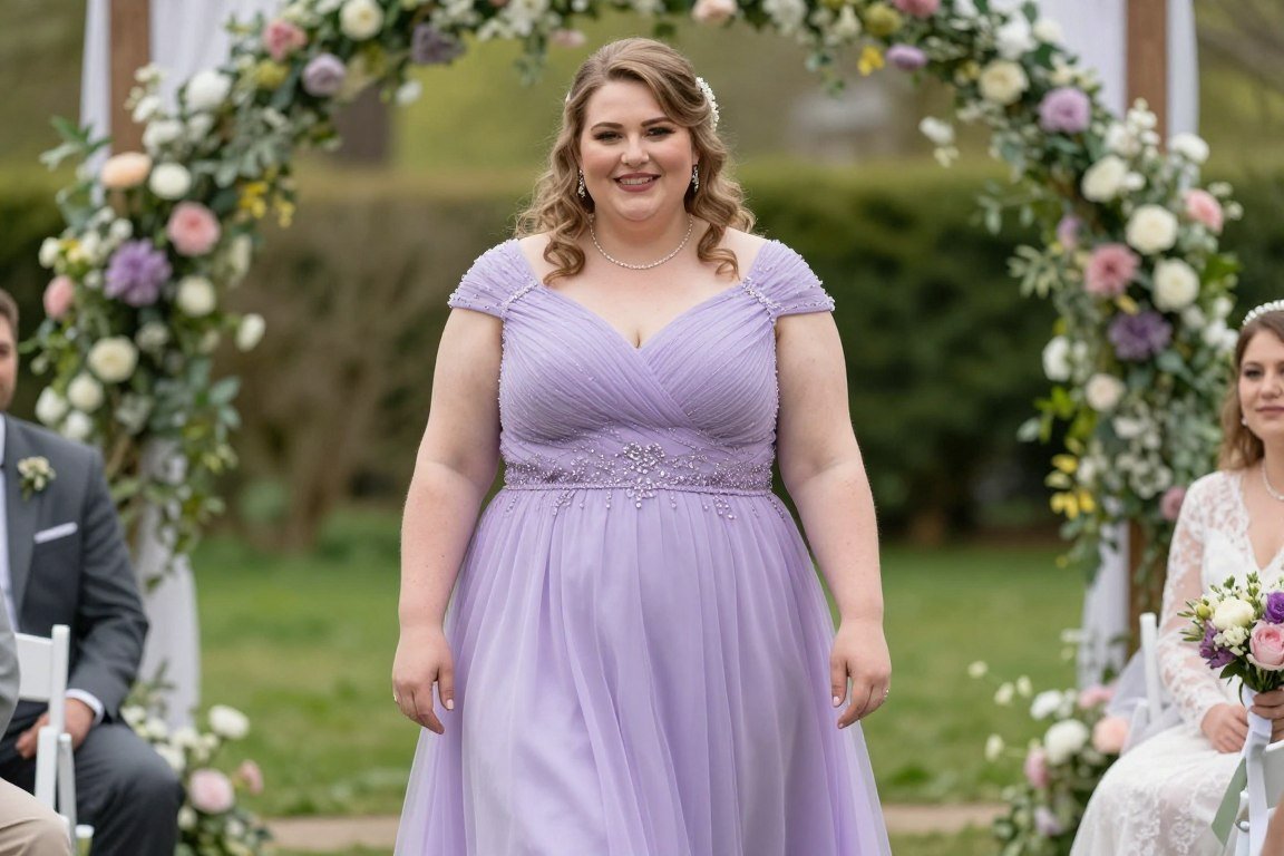Lavender empire waist dress with beaded detail for spring mother bride