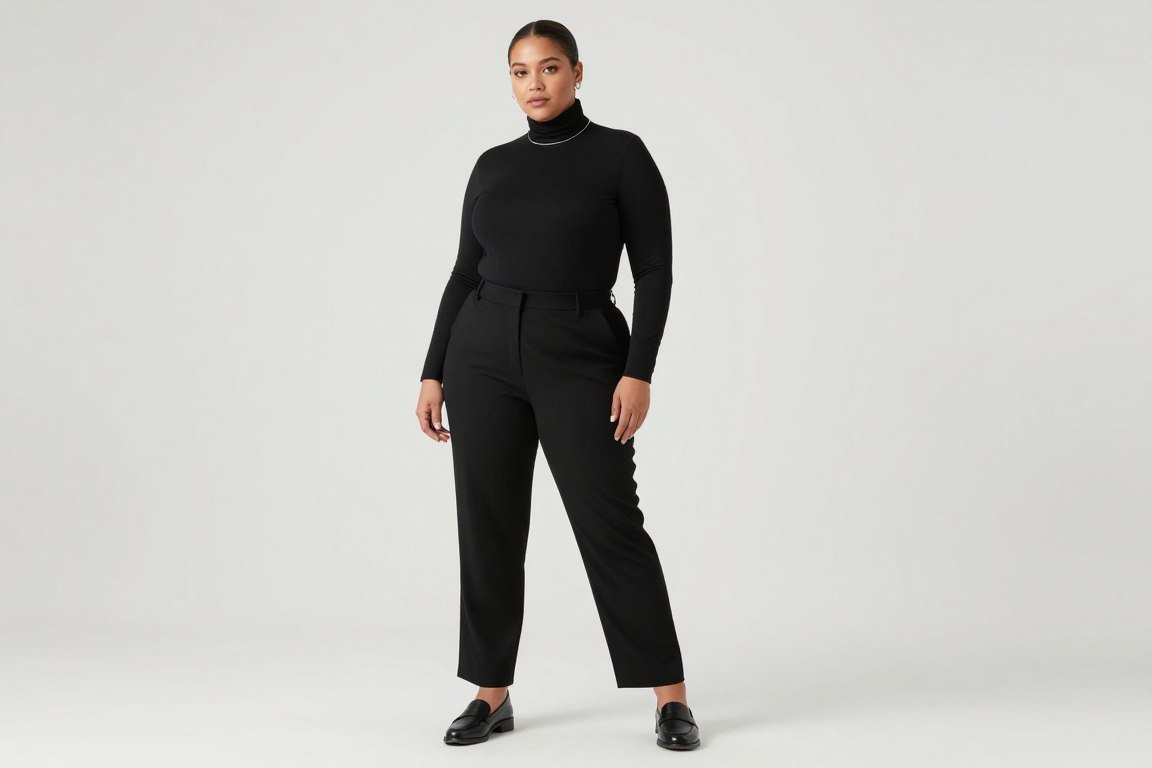 Plus size all black minimalist 90s outfit