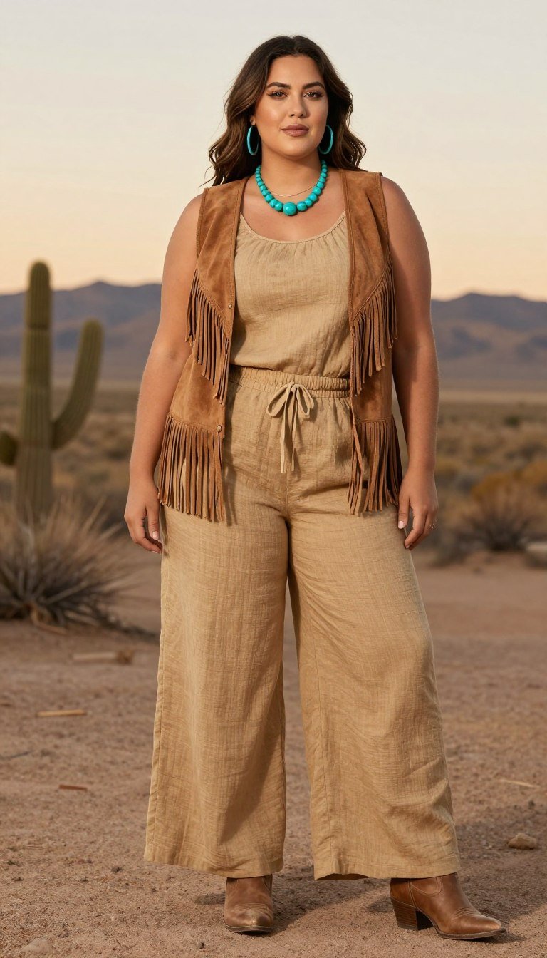 Plus size boho coordinated separates with fringe Plus size boho coordinated separates with fringe