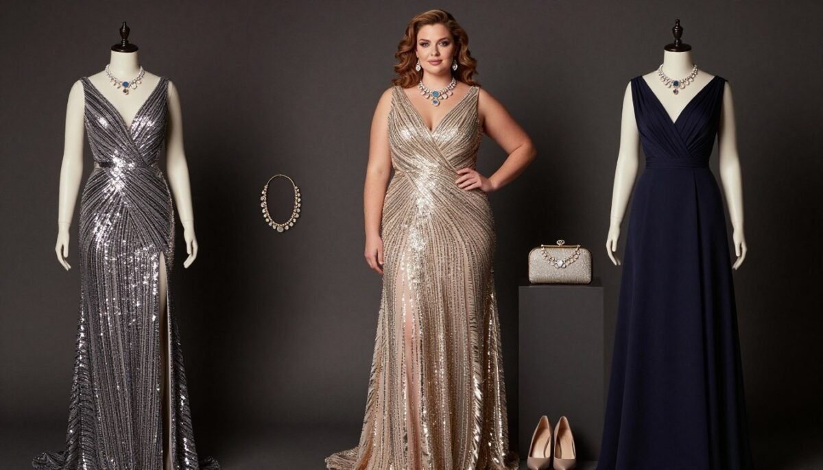 Plus size formal night cruise outfits with elegant gowns