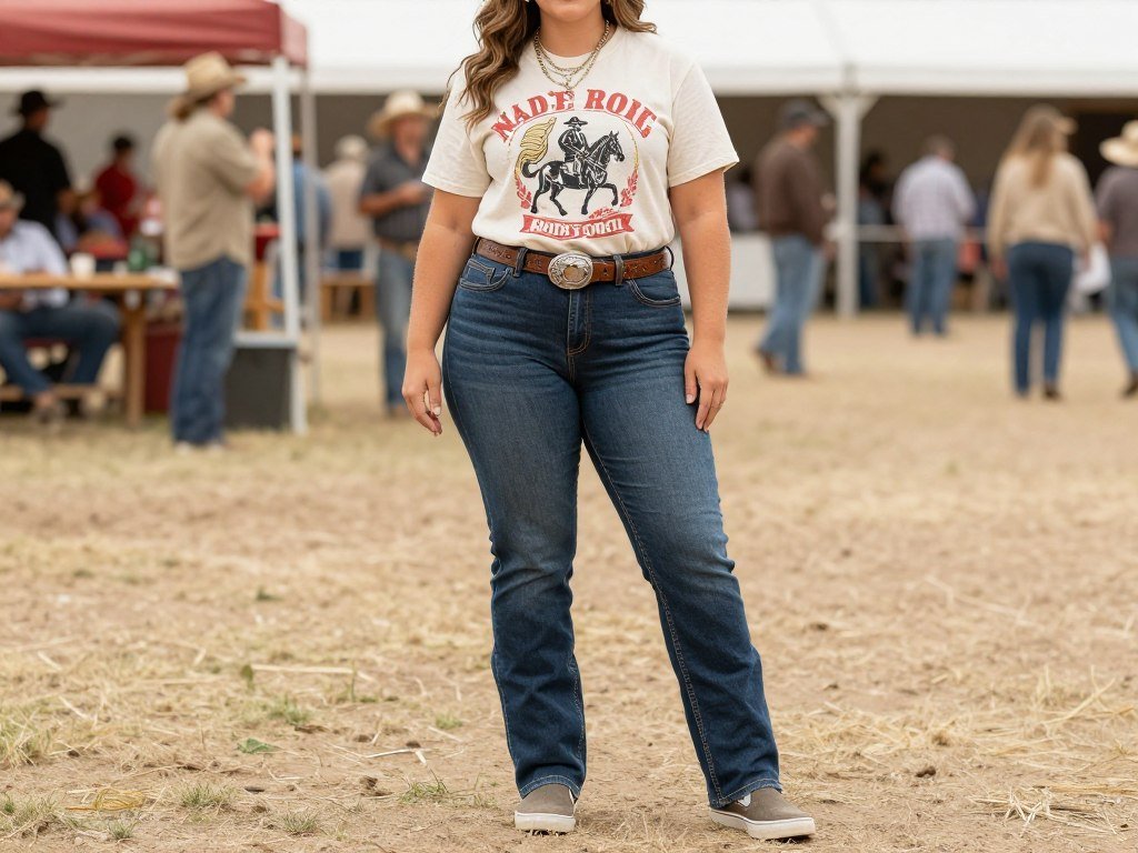 Plus size graphic western tee outfit