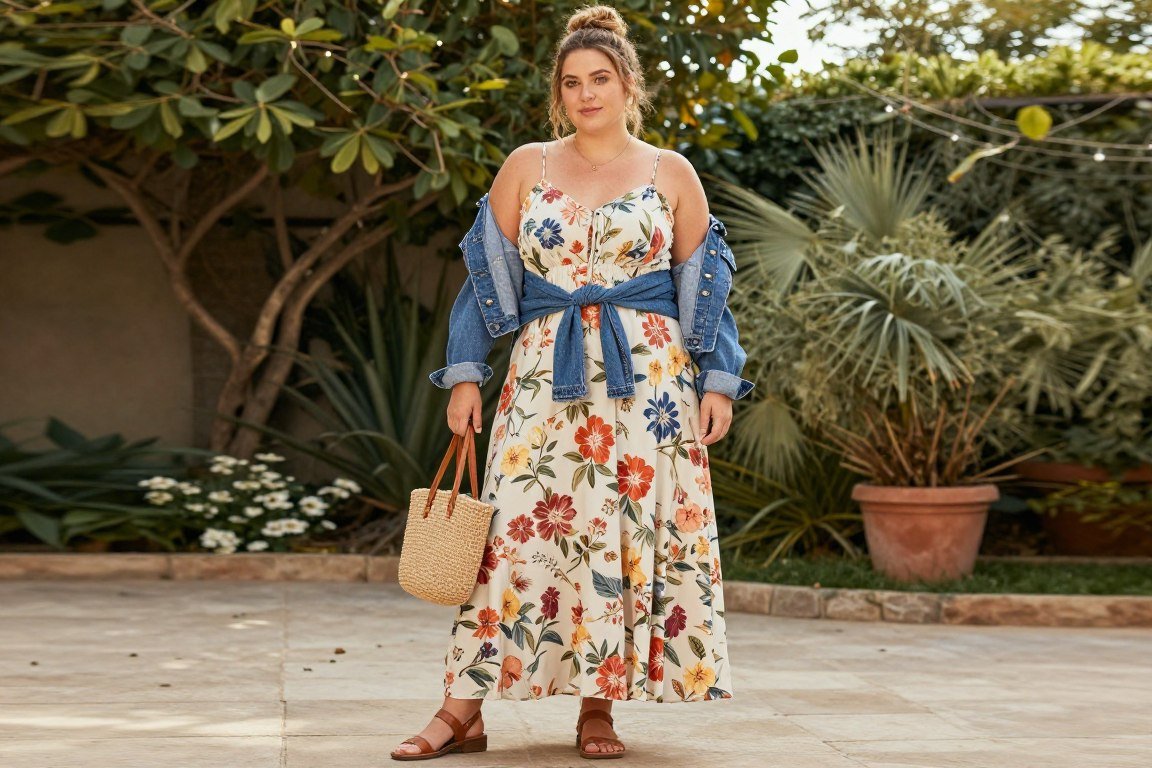 Plus size maxi dress 90s casual style