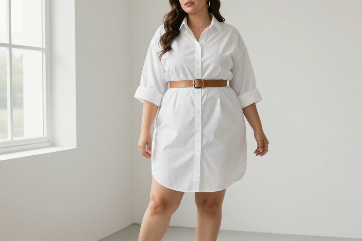 Plus size minimalist shirt dress 90s style