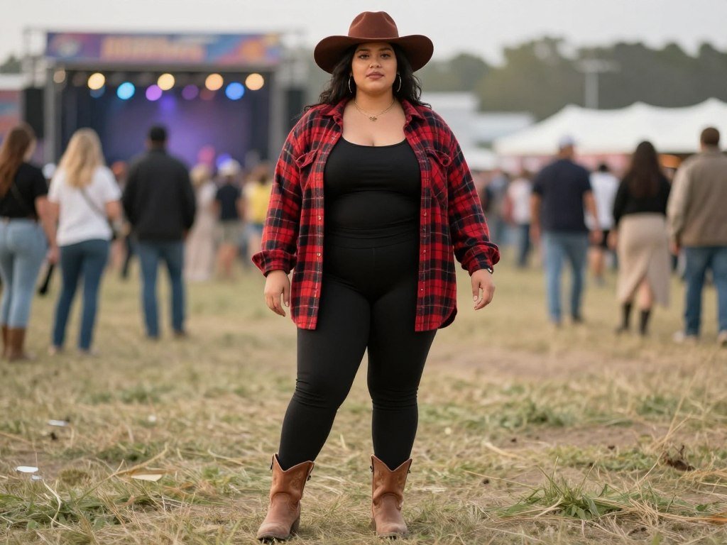 Plus size oversized plaid shirt outfit