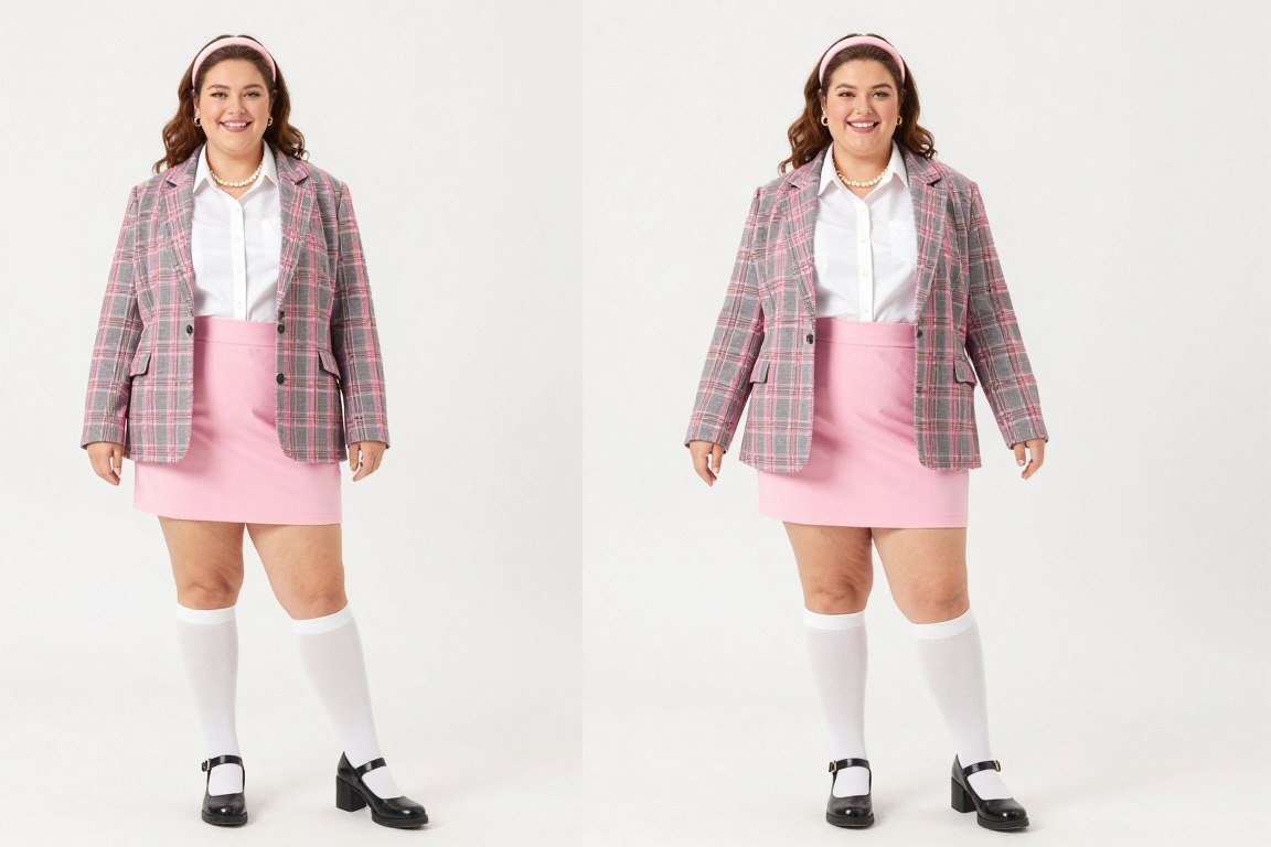 Plus size plaid blazer outfit preppy 90s style