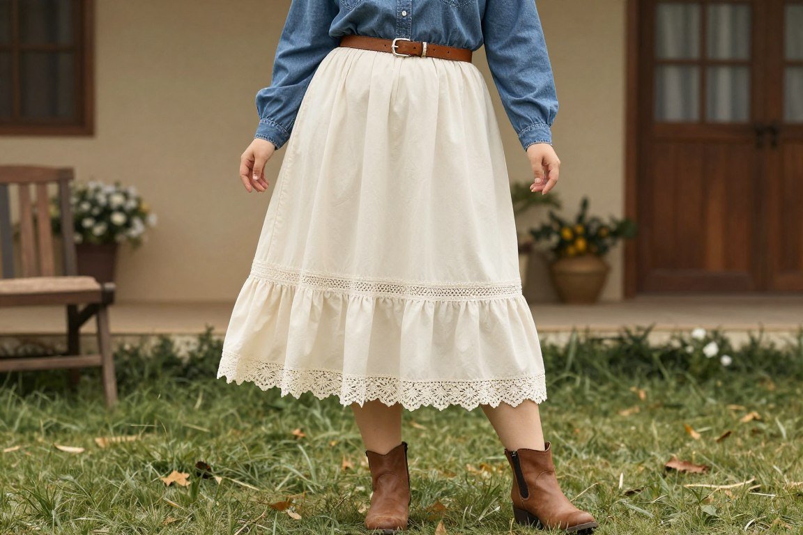 Plus size prairie skirt western outfit