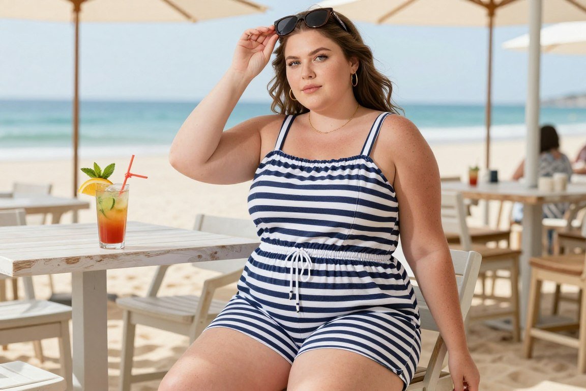 Plus size romper for beach vacation casual wear