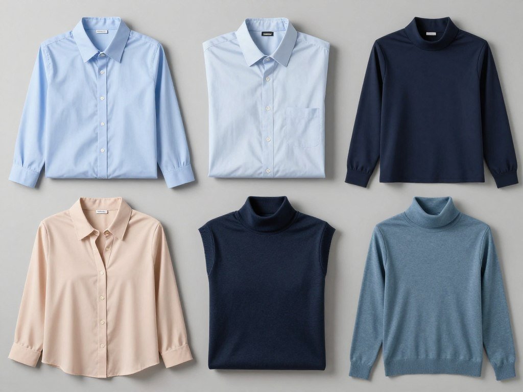 Plus size work tops collection featuring various professional styles