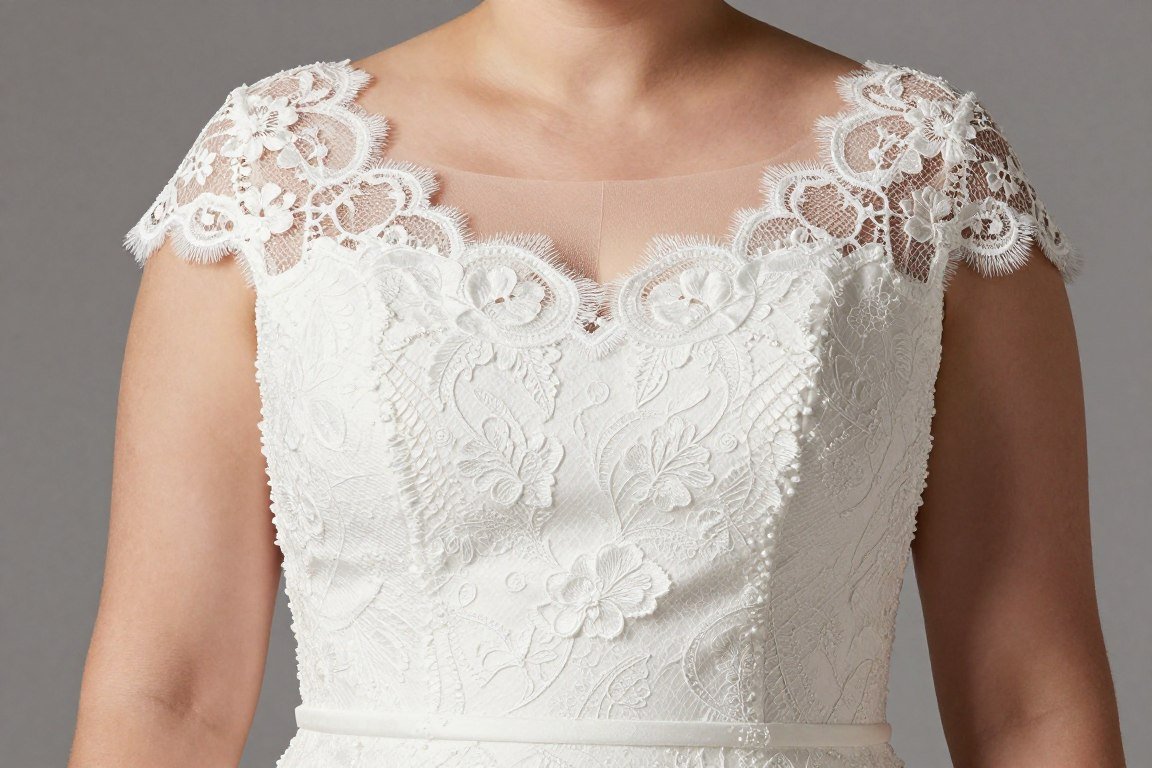 Scoop neckline with lace detail for plus size dress