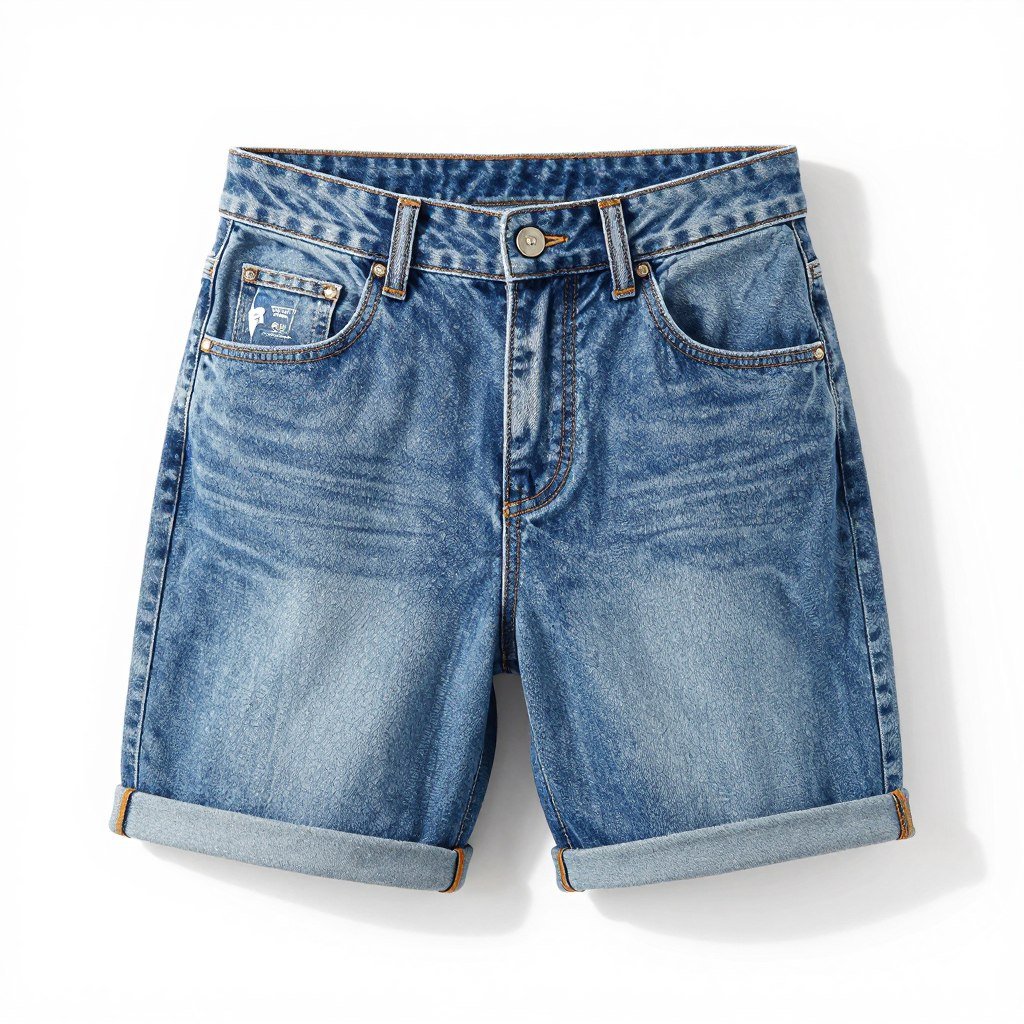 Stretchy denim shorts for plus size beach wear