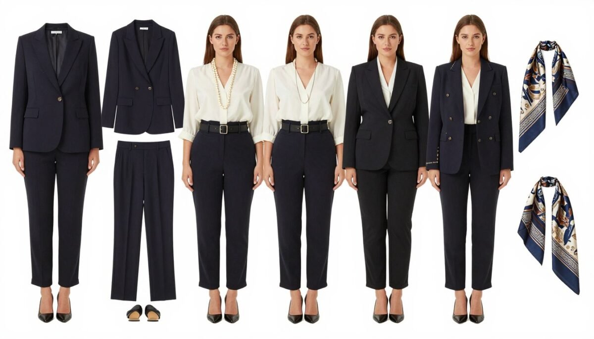 Styling details showing proper fit and tailoring on plus size garments