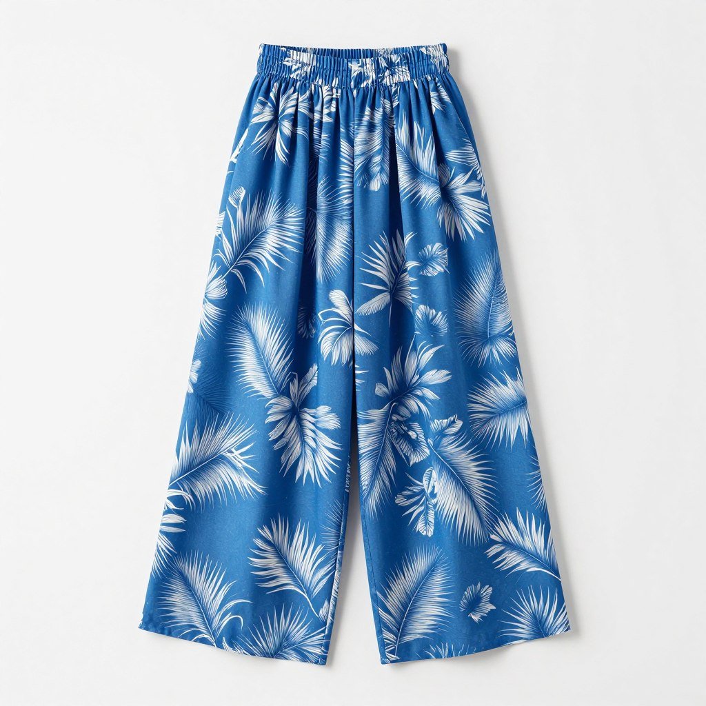 Tropical print palazzo pants for plus size summer outfits