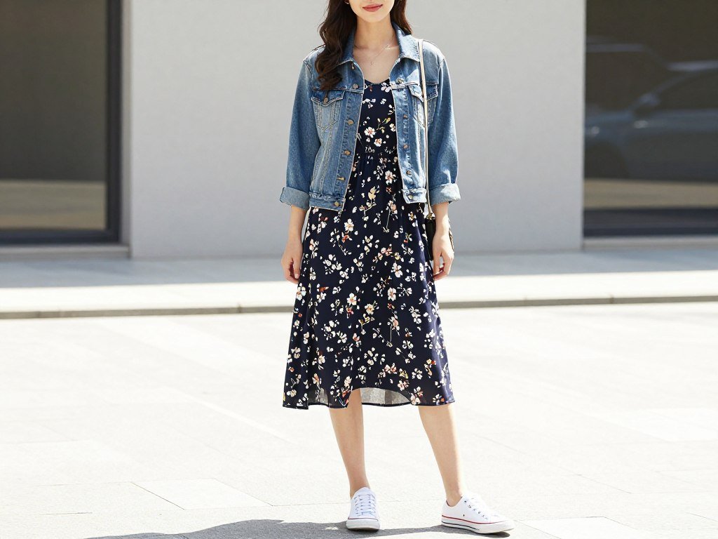 classic denim jacket over sundress