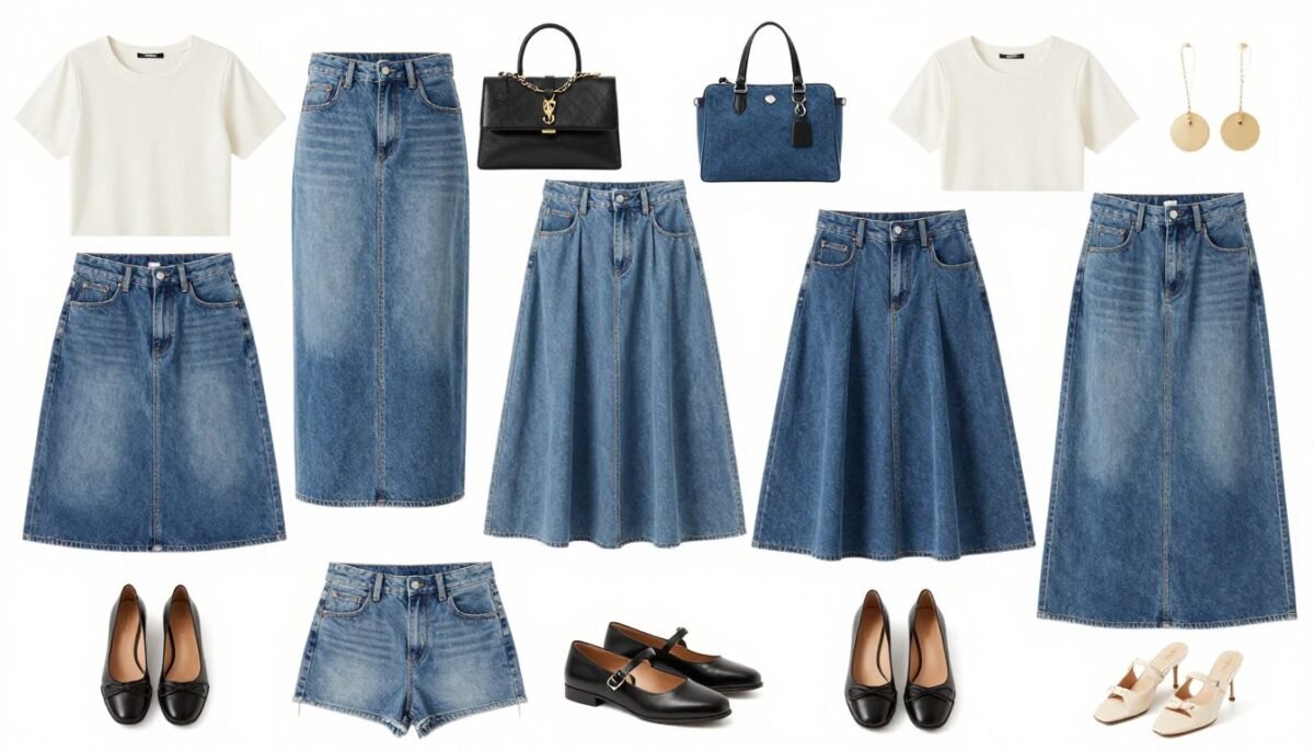 collection of long jean skirts in various styles and washes fashion wardrobe collection of long jean skirts in various styles and washes fashion wardrobe