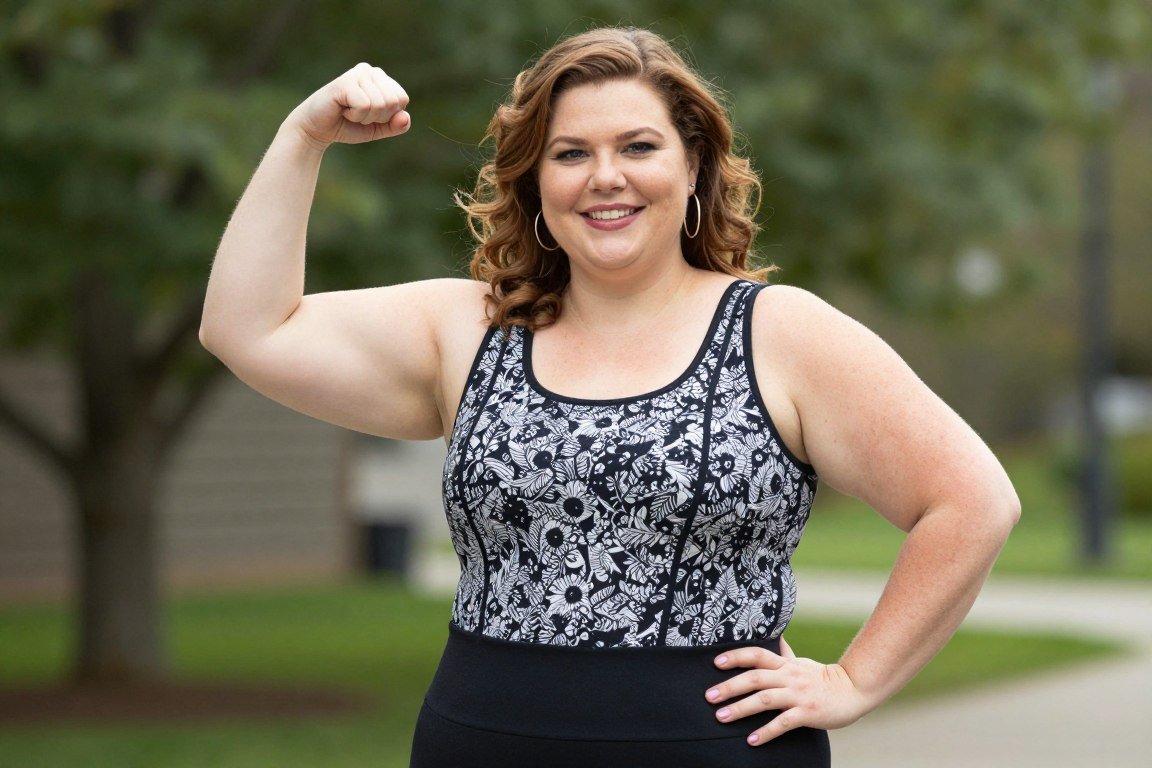 confident plus size mom expressing personal style