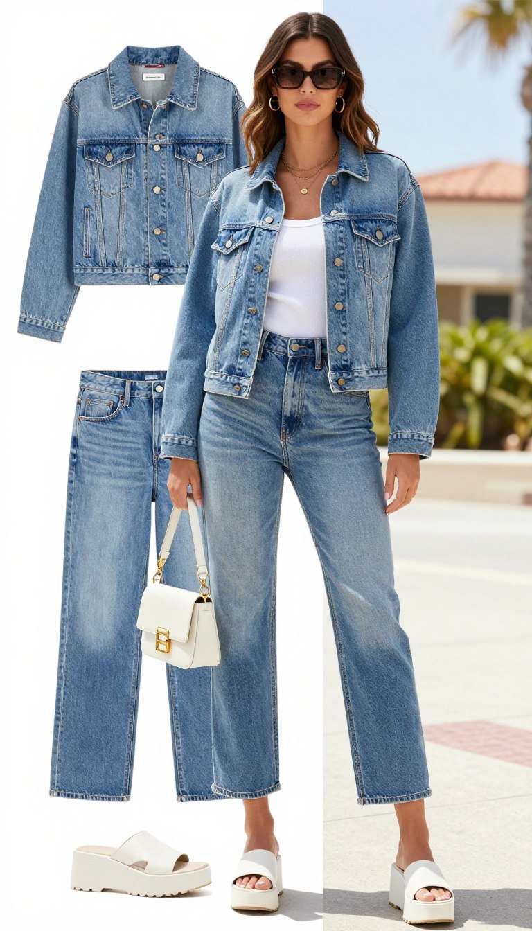 double denim baddie outfit