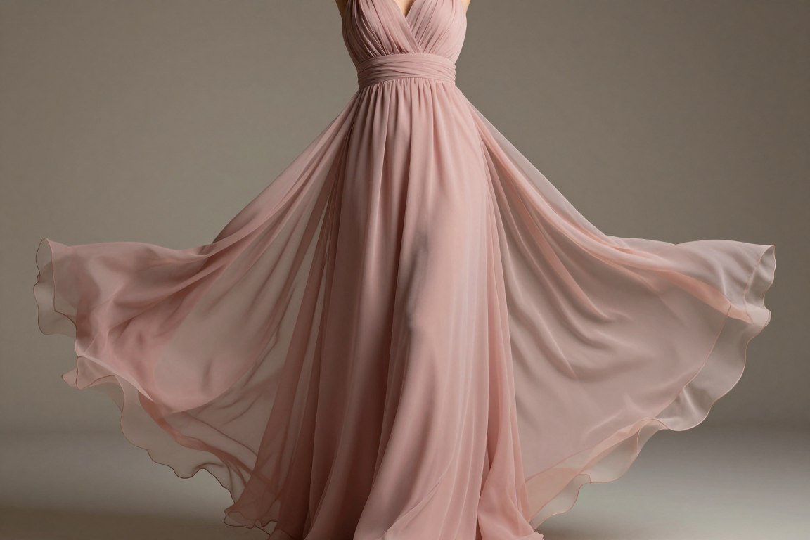 dusty rose chiffon mother of the bride gown with flowing layers
