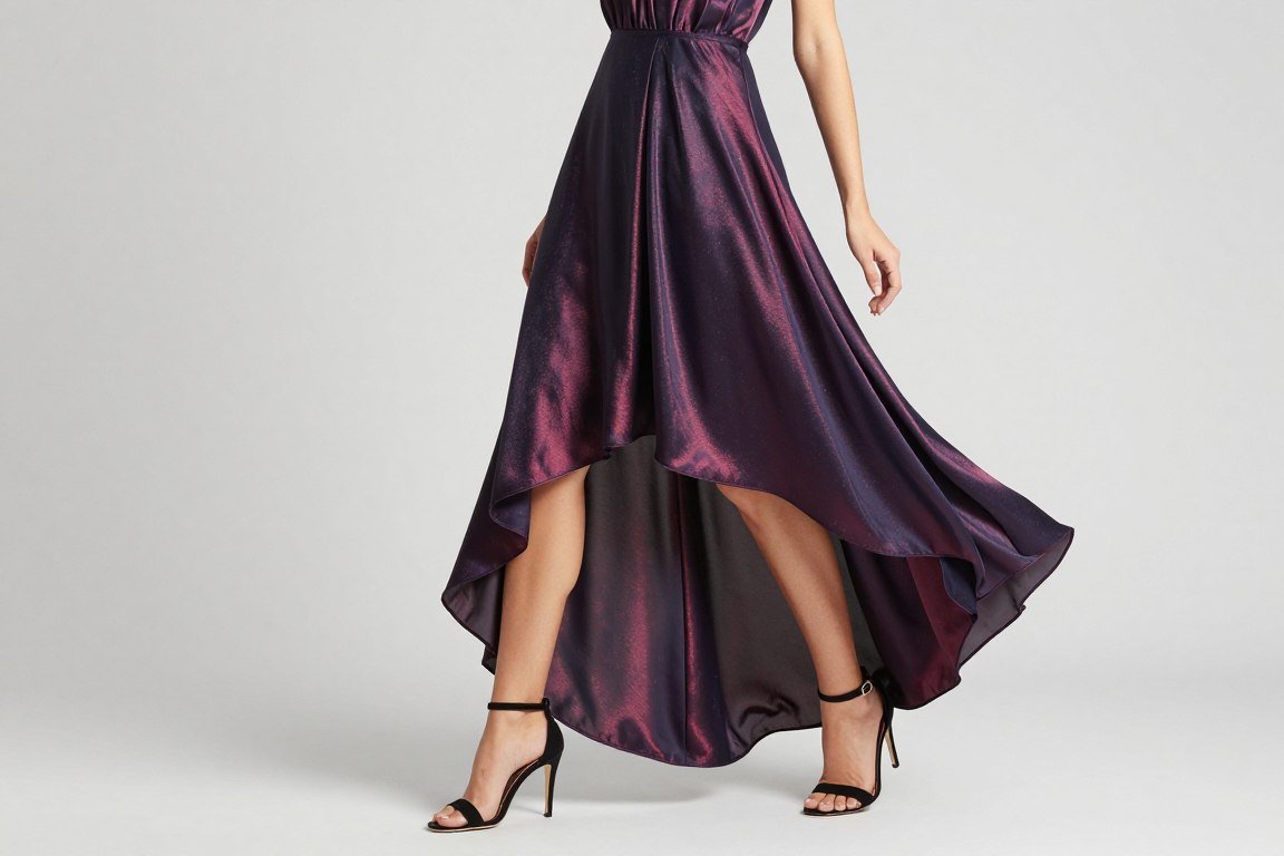 high-low hem cocktail dress for mother of the bride in elegant fabric