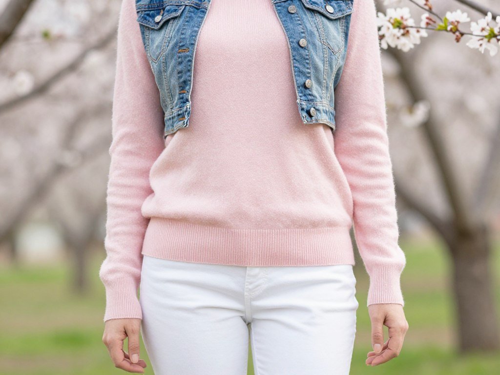 light sweater with spring pants and flats