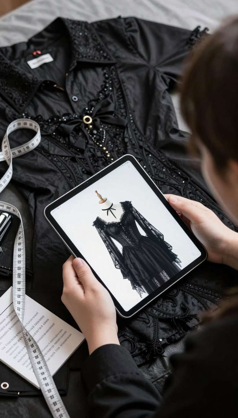 online shopping for plus size goth clothing on tablet