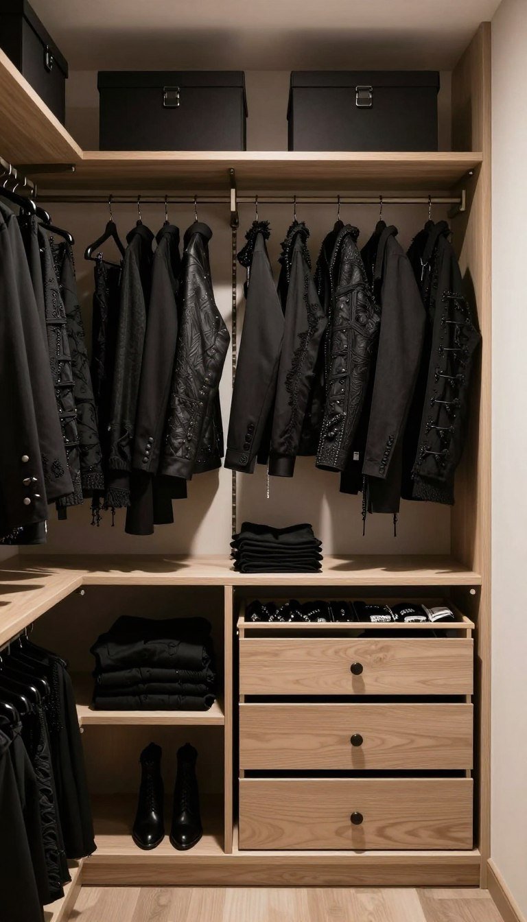 organized gothic wardrobe with plus size clothing