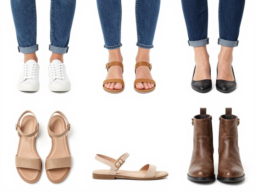 various shoe options that change outfit vibe